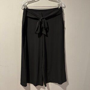 NWT Lark + Grey Wide Leg Capri Dress Pants Black Womens Wrap Tie Sz 12